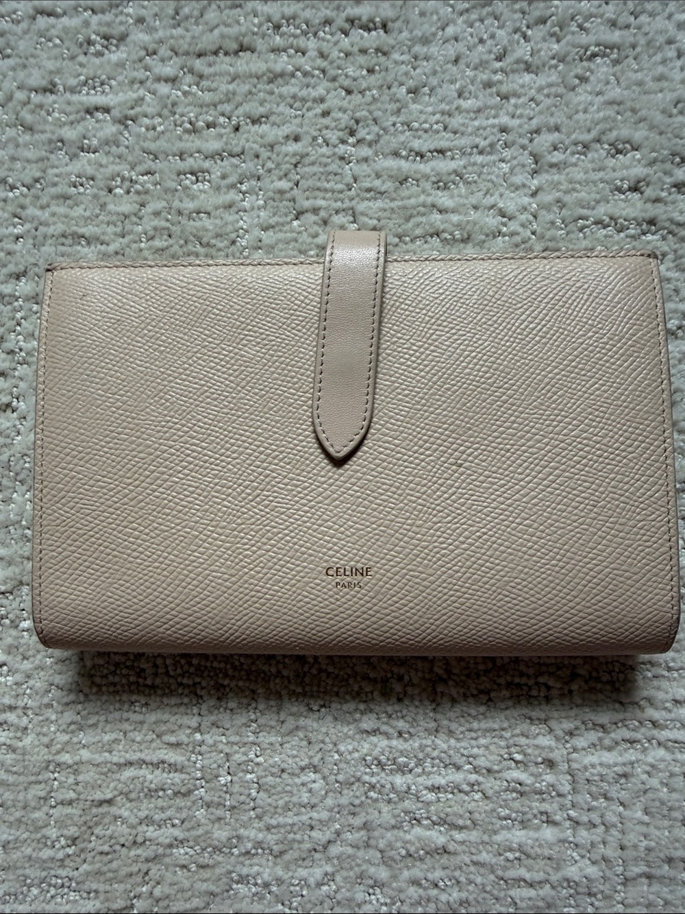 Celine Pale Beige Leather Snap Continental Wallet